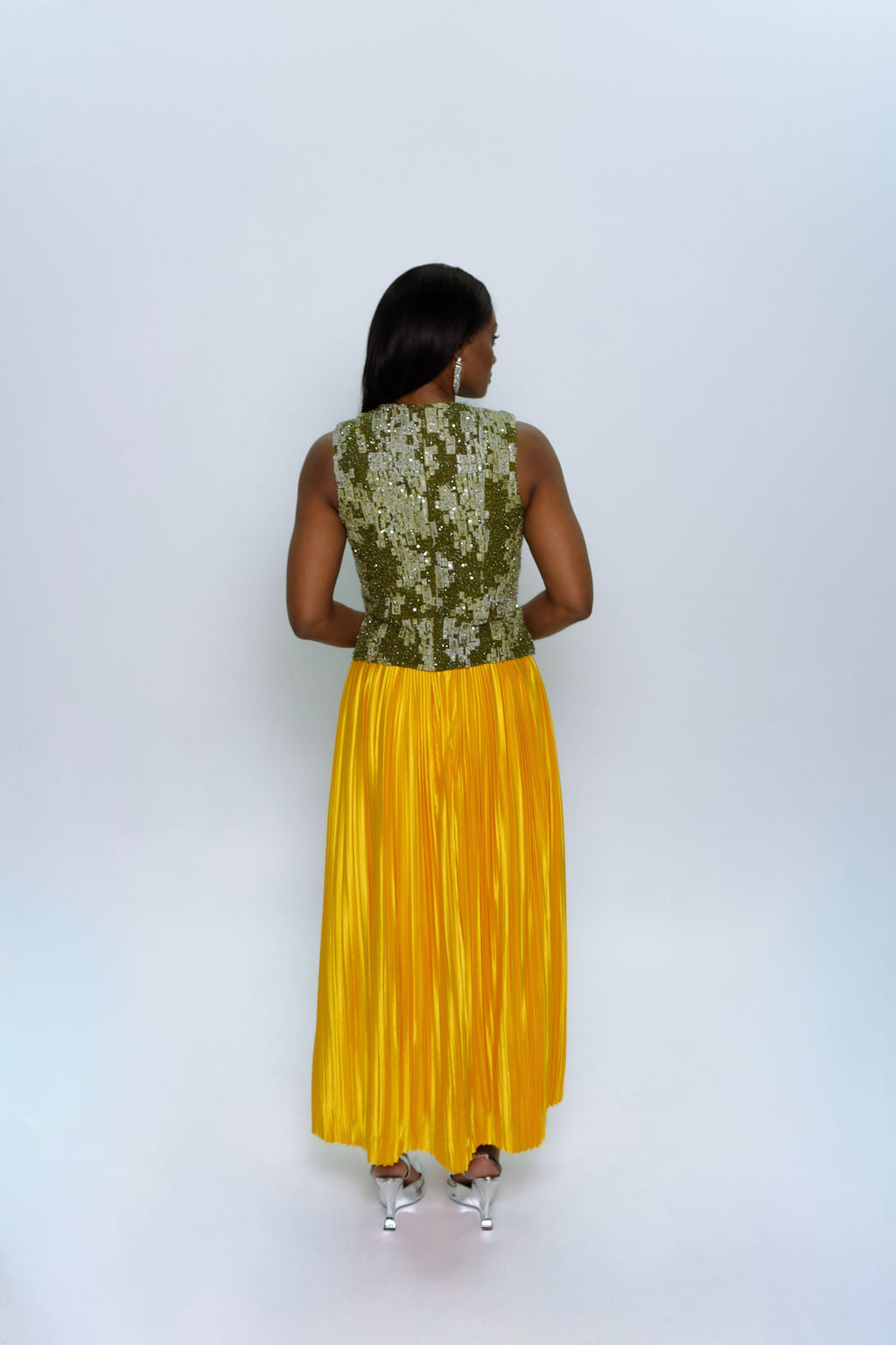 Green Embellished Peplum Top