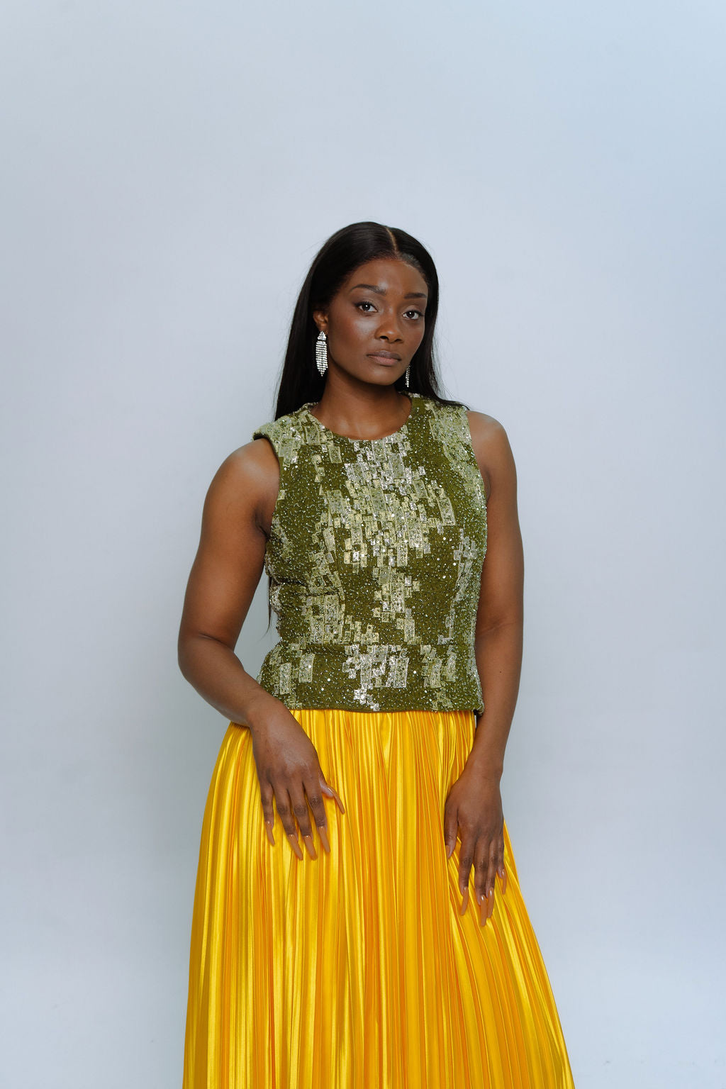 Green Embellished Peplum Top