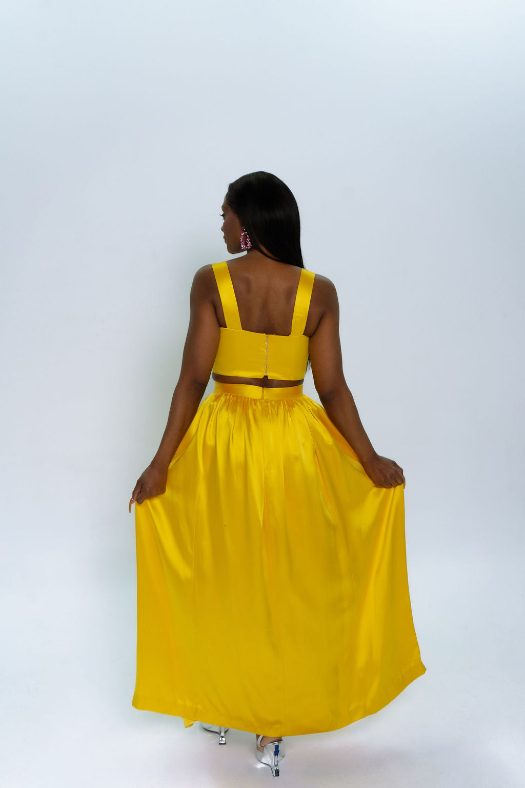 Yellow Satin Crop Top