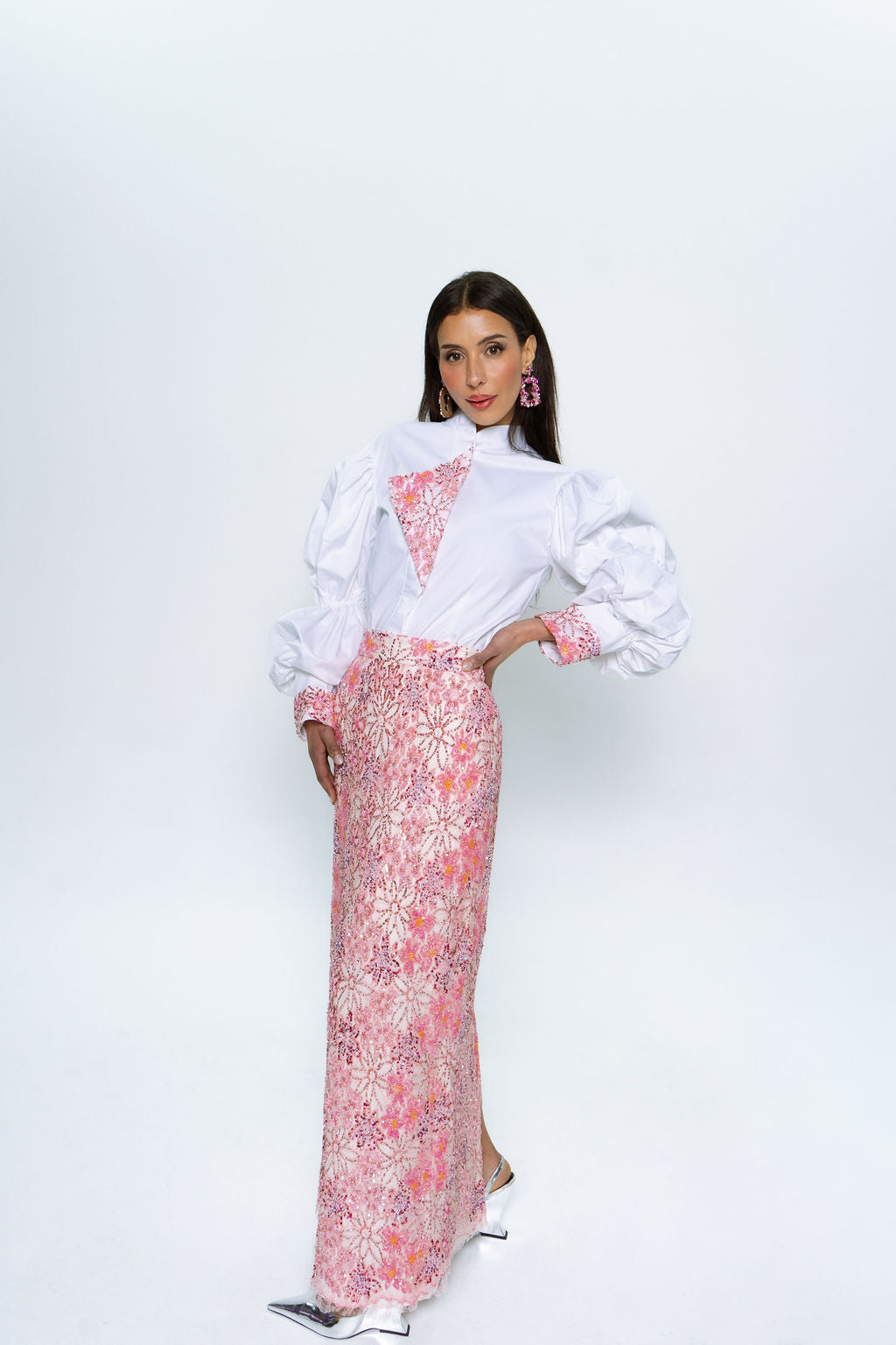 Chantilly Beaded Lace Maxi Skirt