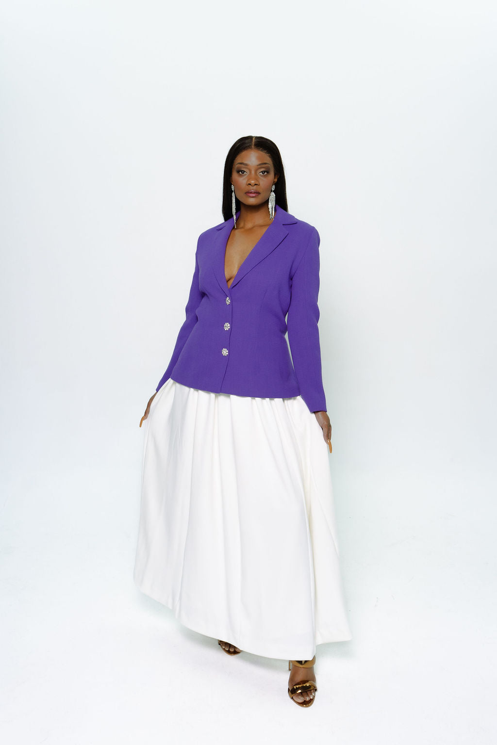 2025 White High Waisted Maxi Skirt